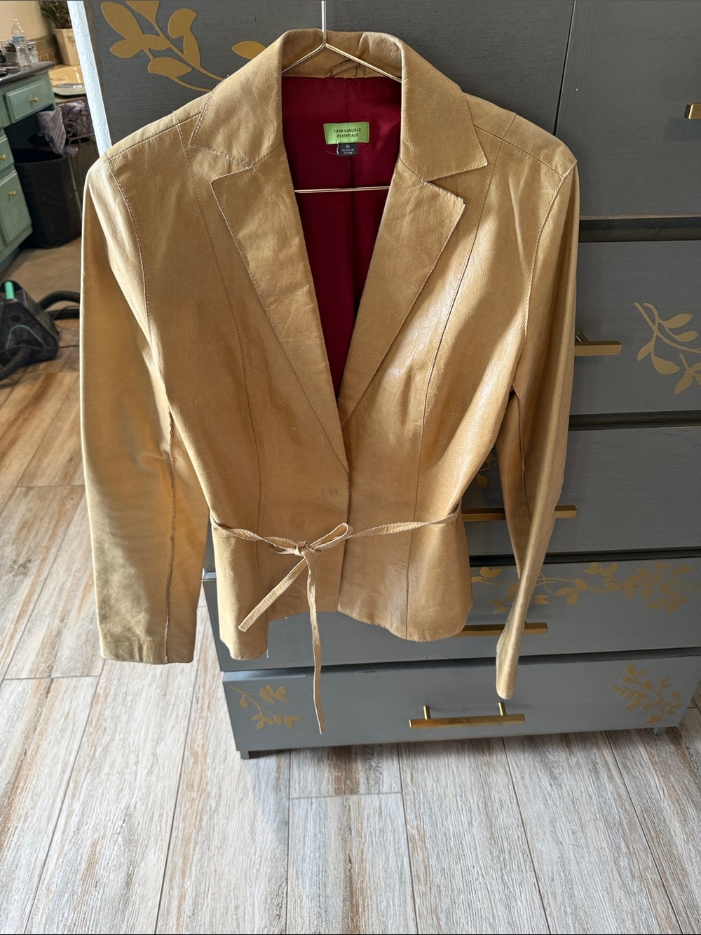 Nicole Benisti Suede Tie-Waist Blazer in Tan
